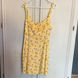 Old Navy Yellow Floral Mini Dress with White and Orange Accents